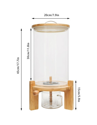 Dispensador de Granos 7.5L Acero Inoxidable y Vidrio