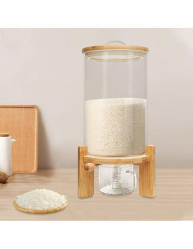 Dispensador de Granos 7.5L Acero Inoxidable y Vidrio