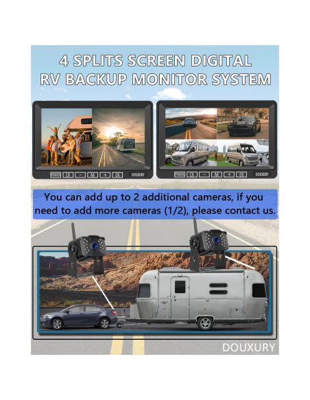 Cámara de Respaldo Inalámbrica DOUXURY FHD 1080P IP69 Cámara de Respaldo Inalámbrica DOUXURY FHD 1080P IP69