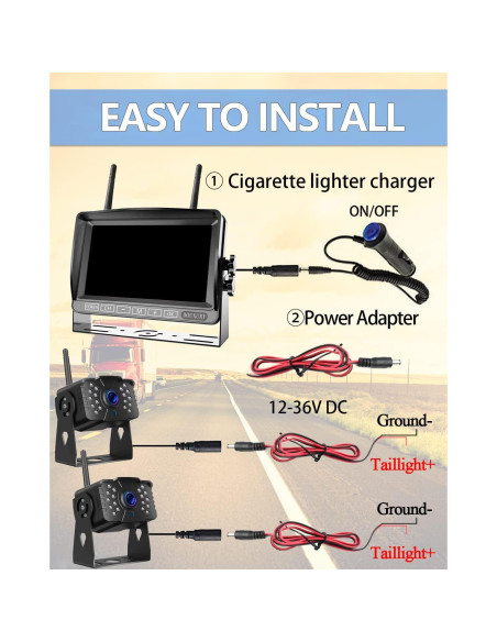 Cámara de Respaldo Inalámbrica DOUXURY FHD 1080P IP69 Cámara de Respaldo Inalámbrica DOUXURY FHD 1080P IP69