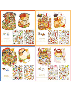 Pegatinas 3D DIY Affoto - 4 Sets de Escenas de Casa Kawaii 2