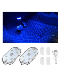 Luces LED Inalámbricas Wevdn para Automóvil Interior 2 Pcs Azul