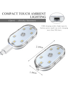 Luces LED Inalámbricas Wevdn para Automóvil Interior 2 Pcs Azul 2