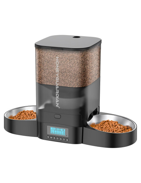 Comedero Automático Doble HoneyGuaridan 3.5L para Gatos Negro Comedero Automático Doble HoneyGuaridan 3.5L para Gatos Negro