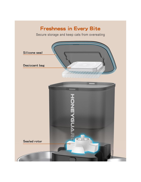 Comedero Automático Doble HoneyGuaridan 3.5L para Gatos Negro Comedero Automático Doble HoneyGuaridan 3.5L para Gatos Negro