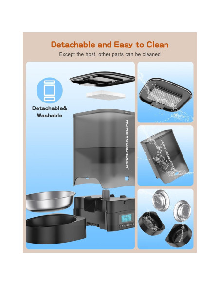 Comedero Automático Doble HoneyGuaridan 3.5L para Gatos Negro Comedero Automático Doble HoneyGuaridan 3.5L para Gatos Negro