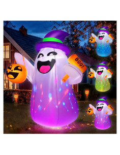 Fantasma Inflable de Halloween 5FT con Luz LED Multicolor Zukakii