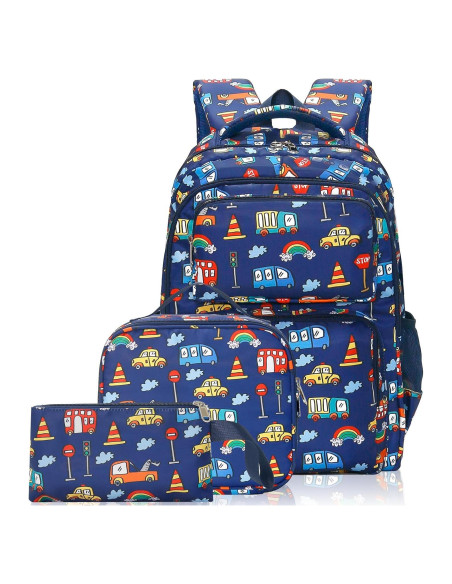 Set de 3 mochilas escolares YESGIRL con caja de almuerzo