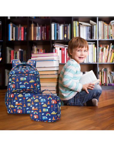 Set de 3 mochilas escolares YESGIRL con caja de almuerzo