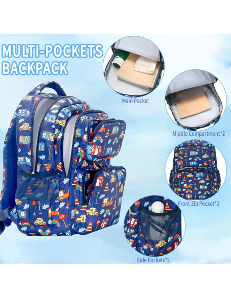 Set de 3 mochilas escolares YESGIRL con caja de almuerzo