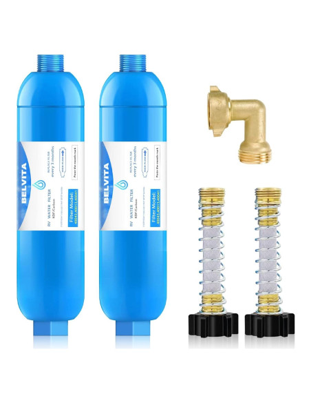 Filtrador de Agua Inline BELVITA RV - Paquete de 2, Carbón Activado
