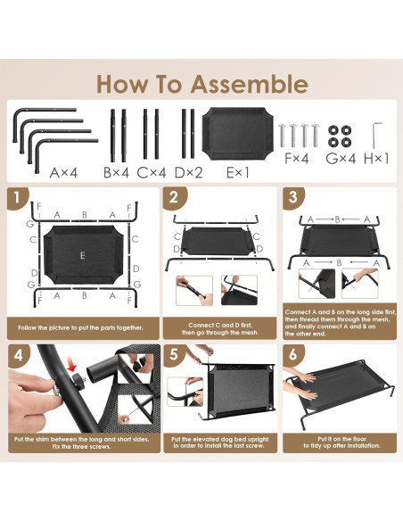 Cama Elevada para Perros Grandes EHEYCIGA 109x66 cm Impermeable