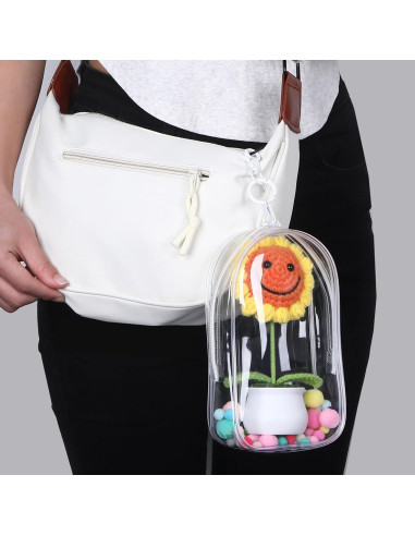 Bolsa de Llavero Transparente Xyulaan con Crema 19.2x11.8cm