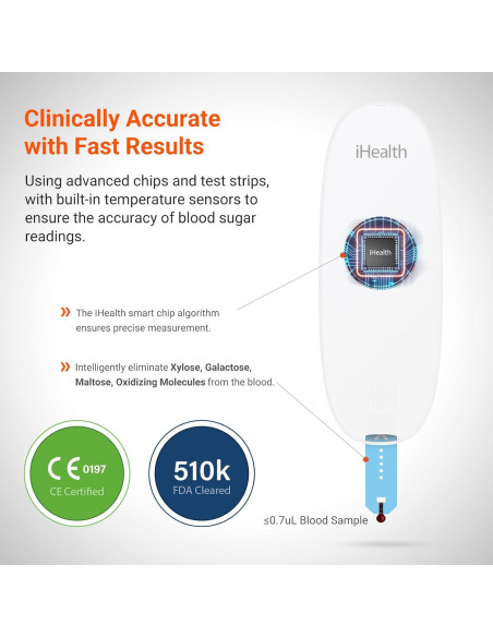 iHealth Gluco+ Monitor de Glucosa BG5S100 Inalámbrico con 100 Tiras