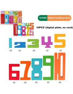 10 Piezas Bloques de Construcción de Números de Madera Podafu 2