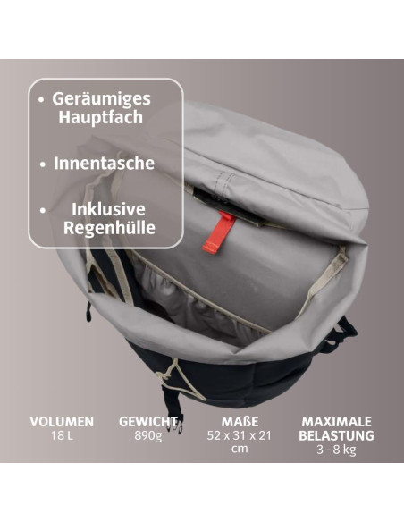 Mochila de Senderismo VAUDE Jura 18L Negra Unisex Mochila de Senderismo VAUDE Jura 18L Negra Unisex