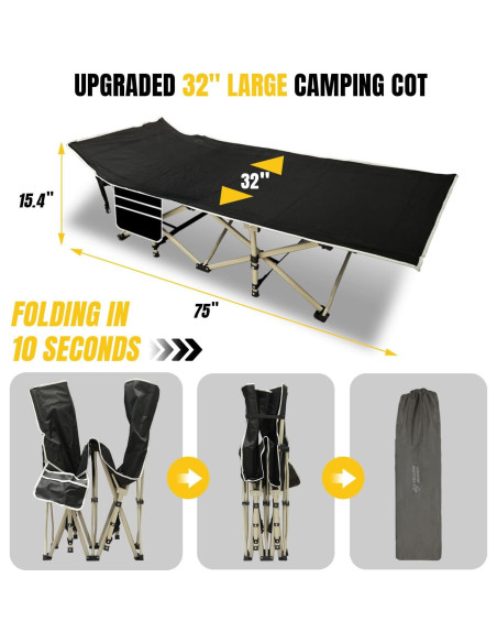 Cama de Camping YELLOW JACKET Plegable con Colchón 600kg Cama de Camping YELLOW JACKET Plegable con Colchón 600kg