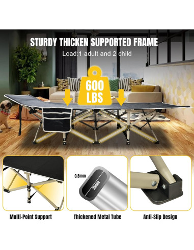 Cama de Camping YELLOW JACKET Plegable con Colchón 600kg