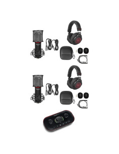 Paquete de Grabación USB-C Focusrite Vocaster Two + 2 Auriculares Rockville PRO-M50 SR + 2 Micrófonos RCM SR