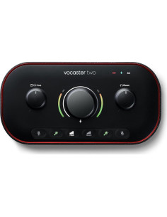 Paquete de Grabación USB-C Focusrite Vocaster Two + 2 Auriculares Rockville PRO-M50 SR + 2 Micrófonos RCM SR 2
