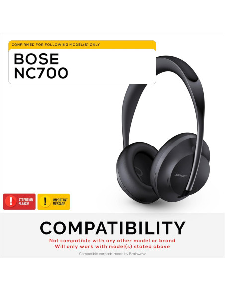 Almohadillas de Reemplazo Brainwavz para Bose NC700 - PU Negro