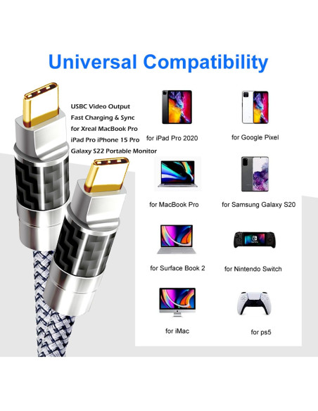 Cable USB Tipo C 1.83M Yotetion 4K 240W Carga Rápida