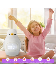Reloj Despertador Infantil GANGULITO Pingüino LED Recargable 2