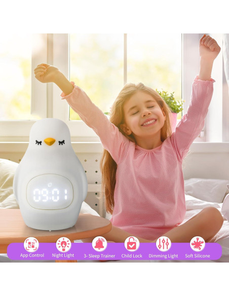 Reloj Despertador Infantil GANGULITO Pingüino LED Recargable