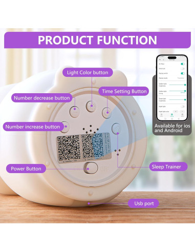 Reloj Despertador Infantil GANGULITO Pingüino LED Recargable