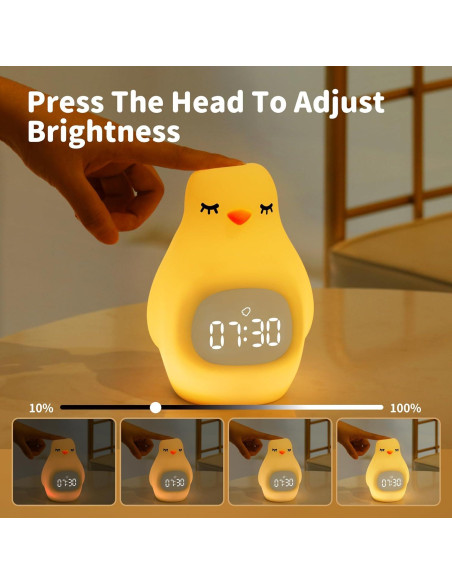 Reloj Despertador Infantil GANGULITO Pingüino LED Recargable