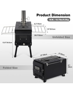 Estufa de Leña Portátil Lineslife para Camping 8.5kg 2
