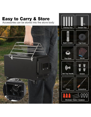 Estufa de Leña Portátil Lineslife para Camping 8.5kg