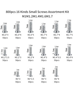 Kit de 800 Tornillos Pequeños WSLLM para Electrónica M1-M1.7 2