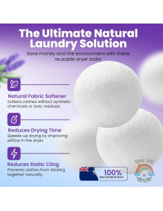 Bolas de Secado de Lana Heaven's Scent XL - Orgánicas y Reutilizables 2