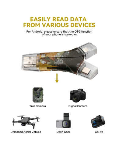 Lector de Tarjeta SD TF GearOZ GZ0016AA Inalámbrico 4 en 1