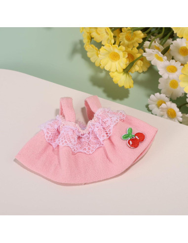 Ropa de Muñeca Cherry & Lace Rosa para Muñecas 17cm