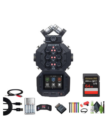 Grabadora de Audio Portátil Zoom H8 12 Pistas + Auriculares Sony MDR-7506 + Micrófono AT875R