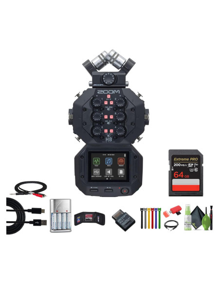 Grabadora de Audio Portátil Zoom H8 12 Pistas + Auriculares Sony MDR-7506 + Micrófono AT875R