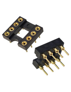 20 Adaptadores Zócalos IC Redondos SIP DIP 8 Pines Dorados