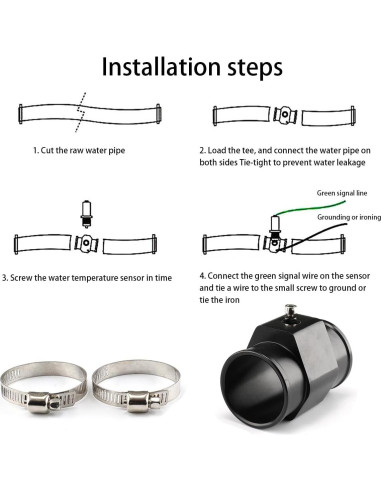 Adaptador de Manguera de Temperatura de Agua AICEL 32mm Negro