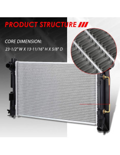 Radiador Auto Dynasty 1 Fila Aluminio Corolla Matrix 03-08 2