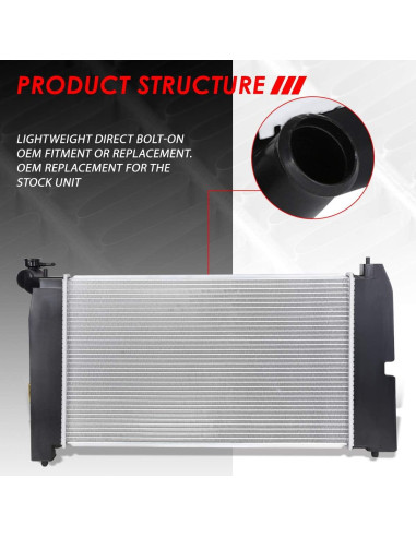 Radiador Auto Dynasty 1 Fila Aluminio Corolla Matrix 03-08