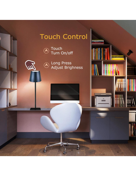 Lámpara de Mesa Inalámbrica LAYSHINEEN 5000mAh Táctil 3 Modos