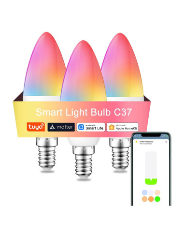 Bombillas Inteligentes Multicolor E12 XFOX 3W 300 Lúmenes - Paquete de 3