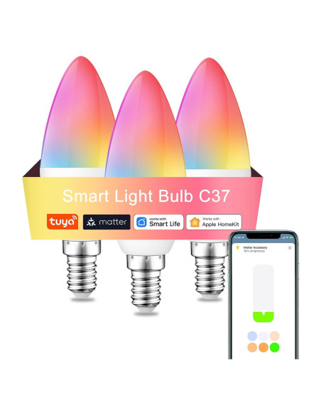 Bombillas Inteligentes Multicolor E12 XFOX 3W 300 Lúmenes - Paquete de 3