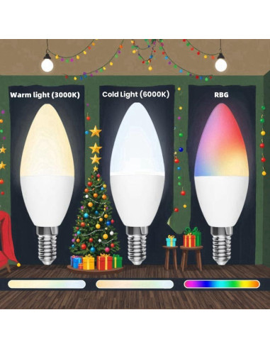 Bombillas Inteligentes Multicolor E12 XFOX 3W 300 Lúmenes - Paquete de 3