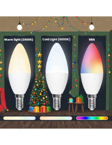 Bombillas Inteligentes Multicolor E12 XFOX 3W 300 Lúmenes - Paquete de 3
