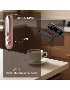 Espumador de Leche IUIRE CHN001 Oro, Batidor Acero Inoxidable 2