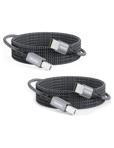 Cable de Impresora USB 2.0 FEMORO 10 Pies 2-Pack Alta Velocidad