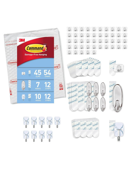 Conjunto de Decoración de Pared Command - Clips y Ganchos Transparentes